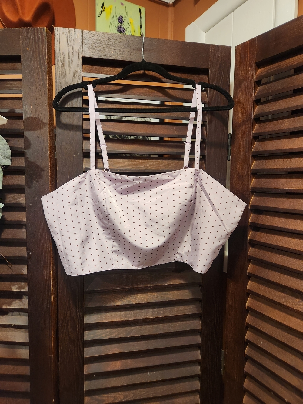 Women's Lavender Polka Dot Cropped Cami Top